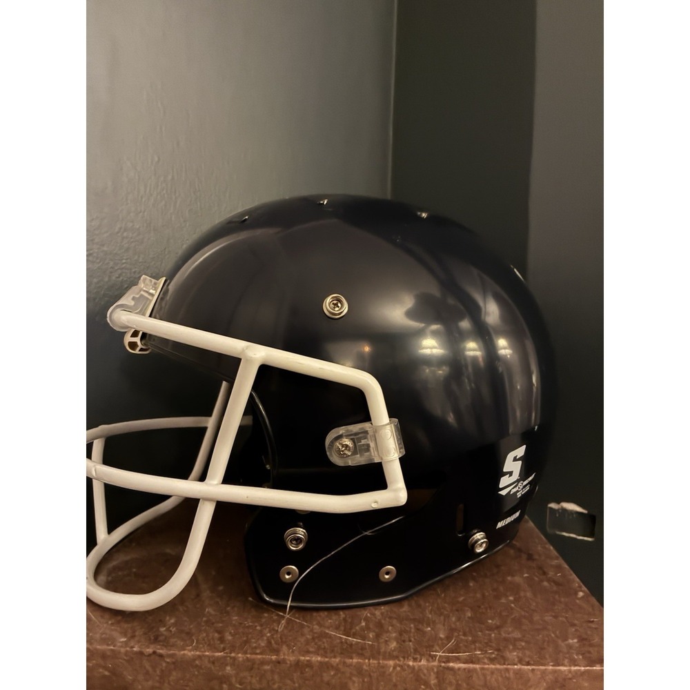 Schutt Football Helmet Size Medium - Navy Blue Shell With White Facemask (Used)